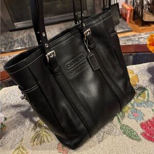 Coach Black Leather Tote Bag